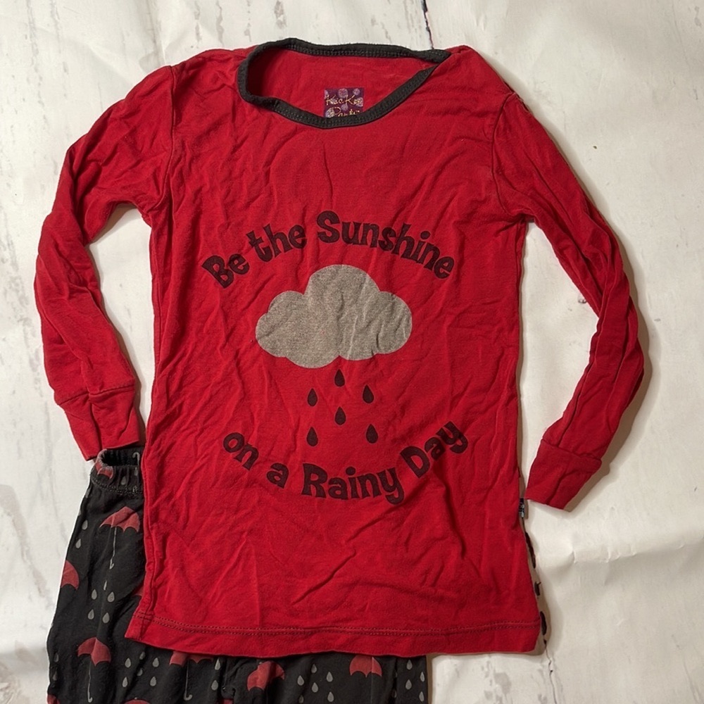 KicKee Pants 4t Umbrellas and Rain Clouds Long Sleeve Pajama Set